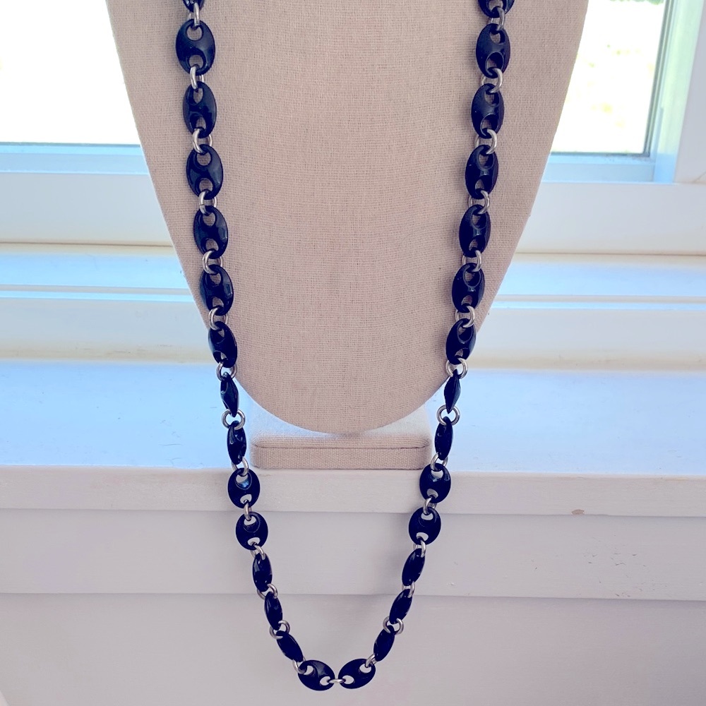 New York & Company Black and Silver Link Necklace